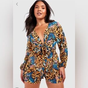 Boohoo Plus Tropical Beach Romper